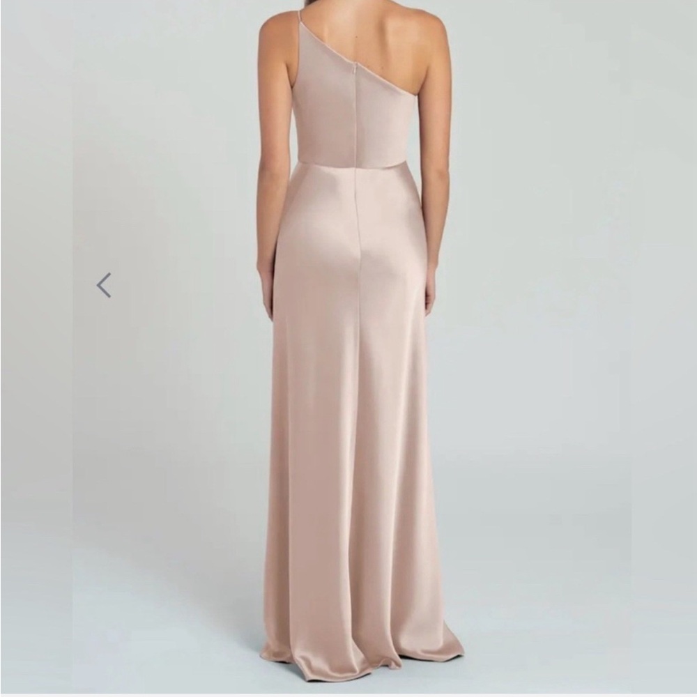 Jenny Yoo One-Shoulder Satin Gown in Blush - Picture 2 of 9